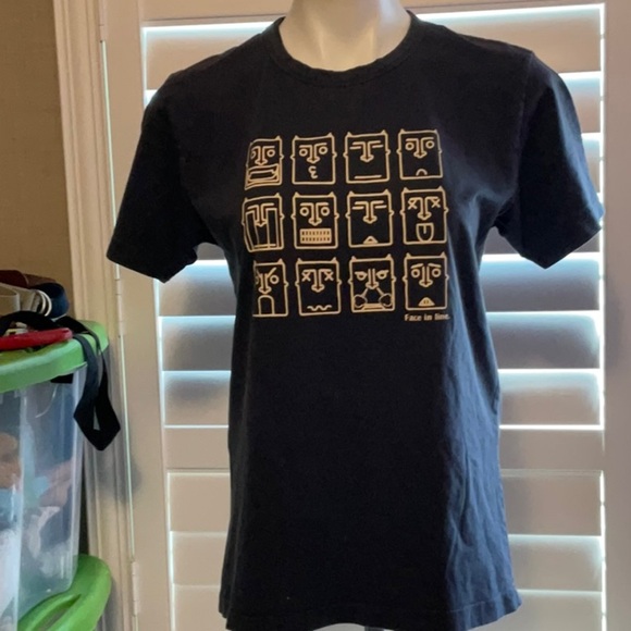 Black Graphic Tee with Faces - Picture 1 of 10